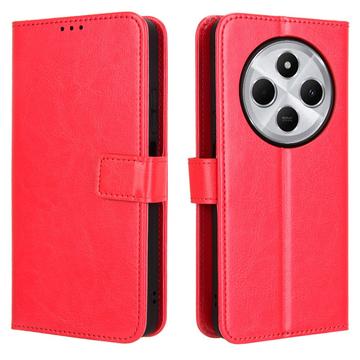 Étui Portefeuille Xiaomi Redmi 14C/14R/Poco C75 avec Fermeture Magnétique - Rouge