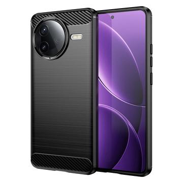 Coque Xiaomi Redmi K80/Poco F7 Pro en TPU Brossé - Fibre de Carbone - Noire
