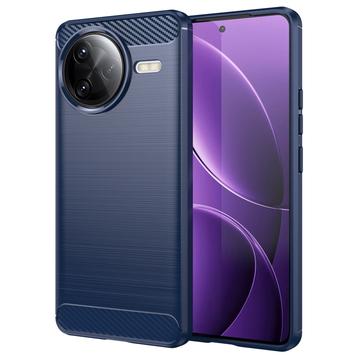 Coque Xiaomi Redmi K80 Pro/Poco F7 Ultra en TPU Brossé - Fibre de Carbone - Bleue