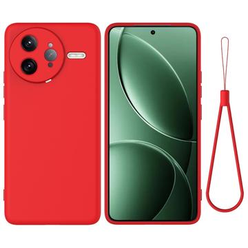 Coque Xiaomi Redmi K80 Pro/Poco F7 Ultra en silicone liquide avec dragonne - Rouge