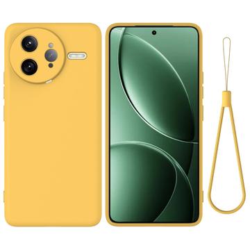 Coque Xiaomi Redmi K80 Pro/Poco F7 Ultra en silicone liquide avec dragonne - Jaune