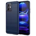 Coque Xiaomi Redmi Note 12/Poco X5 en TPU Brossé - Fibre de Carbone - Bleu