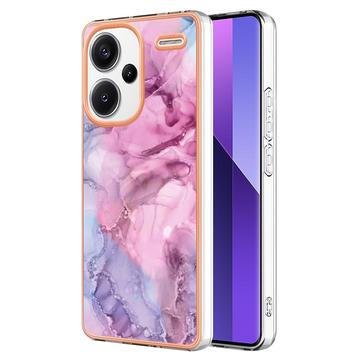 Coque Xiaomi Redmi Note 13 Pro+ en TPU Marble Pattern Galvanisé IMD - Bleu / Rose