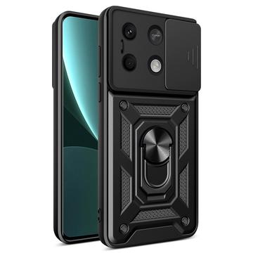 Coque Hybride Xiaomi Redmi Note 13 à Anneau Rotatif avec Protection pour Appareil Photo - Noire