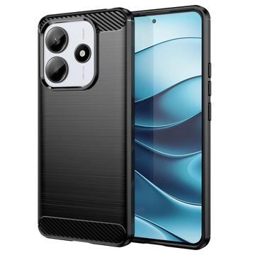 Coque Xiaomi Redmi Note 14 en TPU Brossé - Fibre de Carbone - Noire