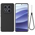 Coque Xiaomi Redmi Note 14 Pro 5G, Poco X7 en silicone liquide avec dragonne - Noire