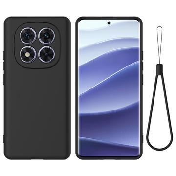 Coque Xiaomi Redmi Note 14 Pro 5G, Poco X7 en silicone liquide avec dragonne - Noire
