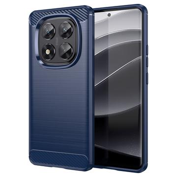 Coque Xiaomi Redmi Note 14 Pro 5G/Poco X7 en TPU Brossé - Fibre de Carbone - Bleue
