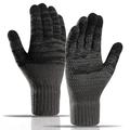 Y0046 1 paire de gants chauds en tricot coupe-vent pour hommes, avec poignet élastique, pour écrire des textes sur un écran tactile - Gris foncé