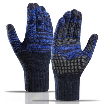 Y0046 1 paire de gants chauds d\'hiver tricotés coupe-vent pour hommes, avec poignet élastique, pour écrire des textes sur un écran tactile - bleu marine
