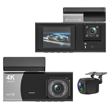 Y08 4K Triple-Lens Dash Cam avec G-Sensor, WiFi