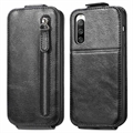 Étui à Rabat Xiaomi Redmi 10C Vertical avec Poche Zippée - Noir