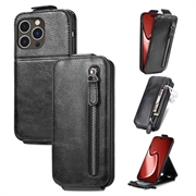 Étui à Rabat iPhone 16 Pro Max Vertical avec Poche Zippée