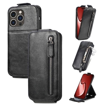 Étui à Rabat iPhone 16 Pro Max Vertical avec Poche Zippée
