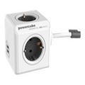 Allocacoc PowerCube Unité de distribution d'alimentation usb étendue 4 prises 16A - Gris / Blanc