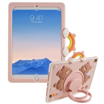 iPad 9.7 2017/2018 Cartoon Bear Silicone Case avec Kickstand - Rose