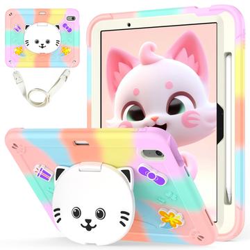 Étui hybride iPad Air 11 2024/2025 avec béquille et chat mignon - Rose Doré / Imagée