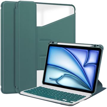 Étui intelligent pivotant à 360° avec clavier Bluetooth pour iPad Air 11 2024/2025 - Vert noirâtre