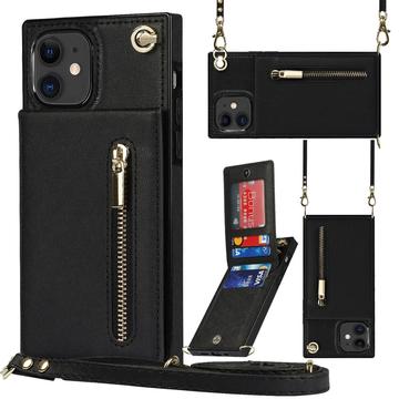 Coque hybride iPhone 11 avec portefeuille et dragonne
