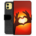 Étui Portefeuille Premium iPhone 11 - Silhouette de Coeur