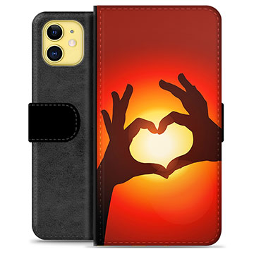 Étui Portefeuille Premium iPhone 11 - Silhouette de Coeur