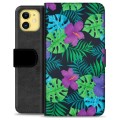 Étui Portefeuille Premium iPhone 11 - Fleurs Tropicales