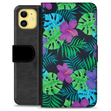 Étui Portefeuille Premium iPhone 11 - Fleurs Tropicales