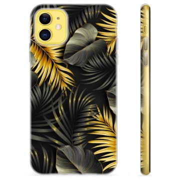 Coque iPhone 11 en TPU - Feuilles Dorées