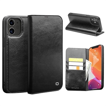 Etui Portefeuille iPhone 12/12 Pro en Cuir Qialino Classic - Noir