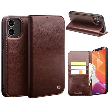 Etui Portefeuille iPhone 12/12 Pro en Cuir Qialino Classic - Marron