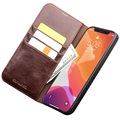 Etui Portefeuille iPhone 12/12 Pro en Cuir Qialino Classic - Marron