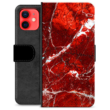 Étui Portefeuille Premium iPhone 12 mini - Marbre Rouge