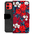 Étui Portefeuille Premium iPhone 12 mini - Fleurs Vintage