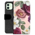 Étui Portefeuille Premium iPhone 12 - Fleurs Romantiques