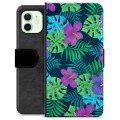 Étui Portefeuille Premium iPhone 12 - Fleurs Tropicales