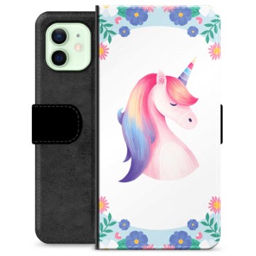 Étui Portefeuille Premium iPhone 12 - Licorne