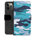 Étui Portefeuille Premium iPhone 12 Pro Max - Camouflage Bleu