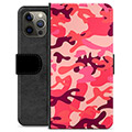 Étui Portefeuille Premium iPhone 12 Pro Max - Camouflage Rose