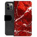 Étui Portefeuille Premium iPhone 12 Pro Max - Marbre Rouge