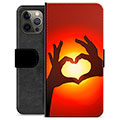Étui Portefeuille Premium iPhone 12 Pro Max - Silhouette de Coeur