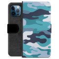 Étui Portefeuille Premium iPhone 12 Pro - Camouflage Bleu