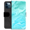 Étui Portefeuille Premium iPhone 12 Pro - Marbre Bleu