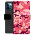 Étui Portefeuille Premium iPhone 12 Pro - Camouflage Rose