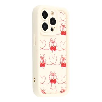 Coque TPU antichoc élégante iPhone 12 Pro avec bords relevés - Blanche / Cerises à nœud