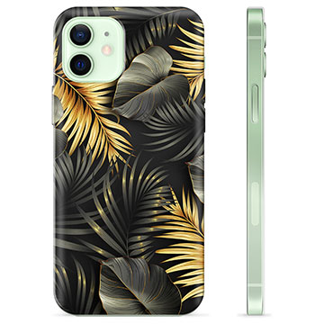 Coque iPhone 12 en TPU - Feuilles Dorées