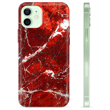 Coque iPhone 12 en TPU - Marbre Rouge