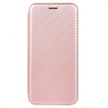 Étui à Rabat iPhone 13 - Fibre de Carbone - Rose Doré