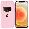 Étui à Rabat iPhone 13 - Fibre de Carbone - Rose Doré