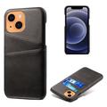 Coque iPhone 13 en Plastique Revêtue avec Porte-Cartes KSQ - Noir