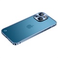 Bumper en Métal iPhone 13 avec Dos en Verre Trempé - Bleu